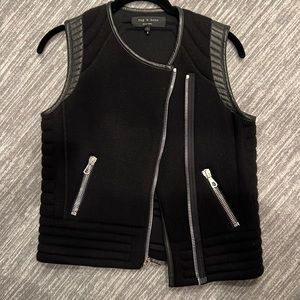 Rag & Bone lined sweater vest with leather trim